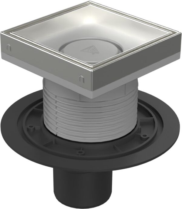 Floor drain with bottom outlet D75, stainless steel frame, grid CERAMICS