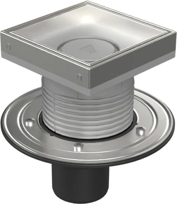 Floor drain with bottom outlet D75, stainless steel flange, frame, grid CERAMICS