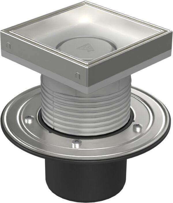 Floor drain with bottom outlet D110, stainless steel flange, frame, grid CERAMICS