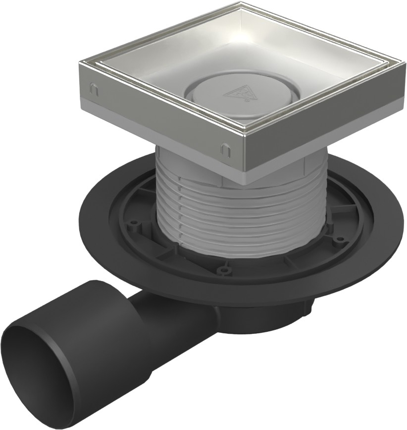 Floor drain with side outlet D50/75, NEPTUN, stainless steel frame, grid CERAMICS