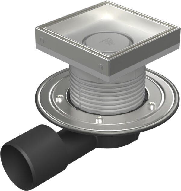 Floor drain with side outlet D50/75, stainless steel flange, frame, grid CERAMICS