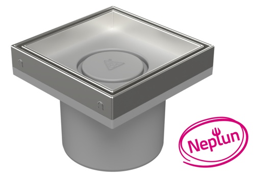 Floor drain with direct outlet D110, NEPTUN, stainless steel frame, grid CERAMICS