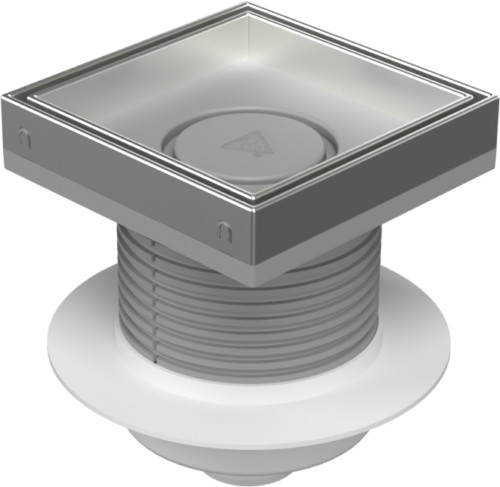 Floor drain with bottom outlet D50, collar, stainless steel frame, grid CERAMICS