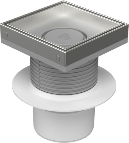Floor drain with bottom outlet D110, collar, stainless steel frame, grid CERAMICS