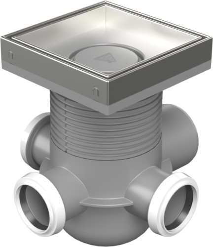 Multi-inlet floor drains with side outlet D75, stainless steel frame, grid CERAMICS