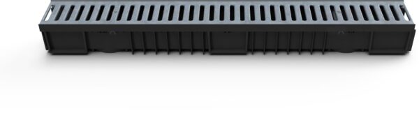 Exterior gutter with zinc-plated grid