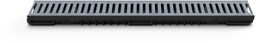 Exterior gutter with zinc-plated grid - lower