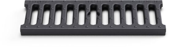 Cast iron grid for exterior gutter