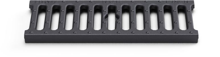 Cast iron grid for exterior gutter