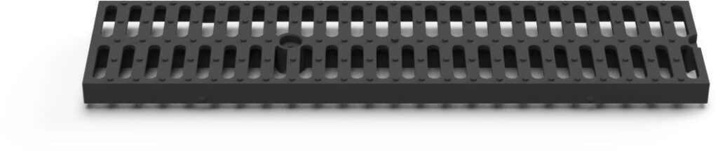 Plastic grid for exterior gutter