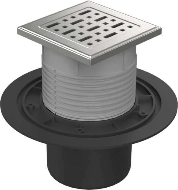 Floor drain with bottom outlet D110, stainless steel frame, grid FACE