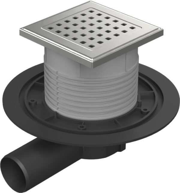 Floor drain with side outlet D50, stainless steel frame, grid GATE