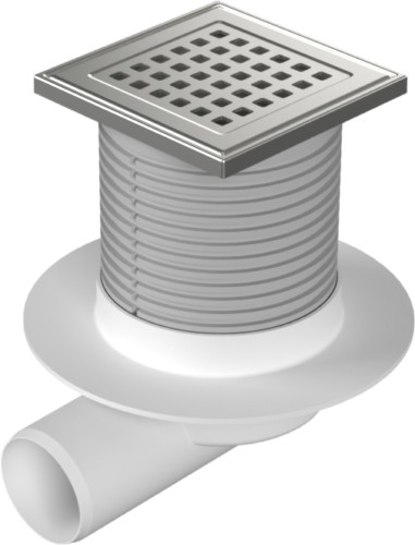 Floor drain with side outlet D50, collar, stainless steel grid GATE