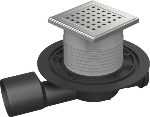 Multi-inlet floor drain, side outlet D50/75, stainless steel grid GATE
