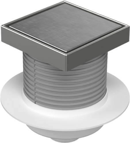 Floor drain with bottom outlet D50, collar, stainless steel frame, grid STEEL