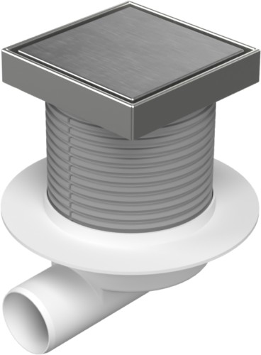 Floor drain with side outlet D50, collar, stainless steel frame, grid STEEL