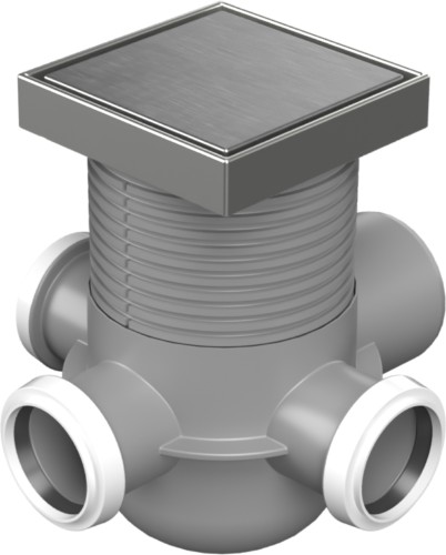 Multi-inlet floor drains with side outlet D75, stainless steel frame, grid STEEL