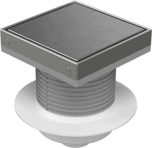 Floor drain with bottom outlet D50, collar, stainless steel frame, grid STEEL