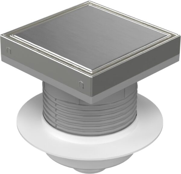 Floor drain with bottom outlet D50, NEPTUN, collar, stainless steel frame, grid STEEL