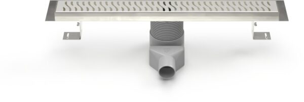 Stainless steel linear floor drain,side outlet D50, plastic siphone, 1200 mm, Harmony grid gloss