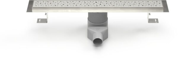 Stainless steel linear floor drain, side outlet D50, plastic siphone, 650mm, Square grid gloss
