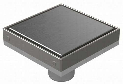 Floor drain with direct outlet D50, stainless steel frame, grid STEEL