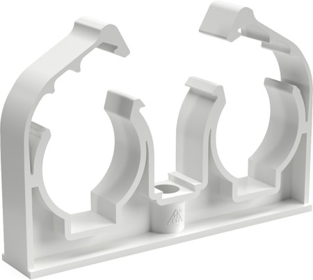 Double clamp D2x28 with clip, white (50 pieces)