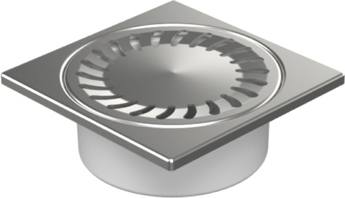 Floor drain with bottom outlet D50/55, stainless steel frame, grid SUN