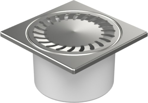 Floor drain with bottom outlet D50/84, stainless steel frame, grid SUN