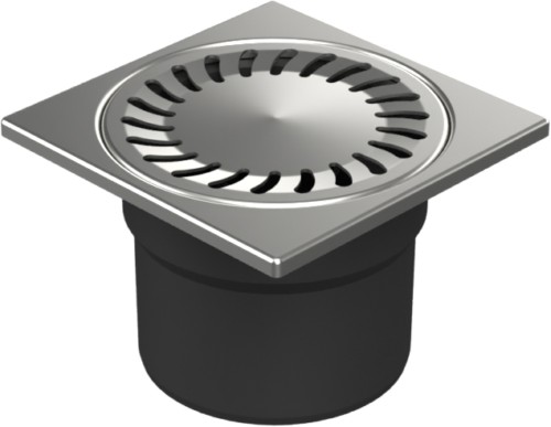 Floor drain with bottom outlet D110, stainless steel frame, grid SUN