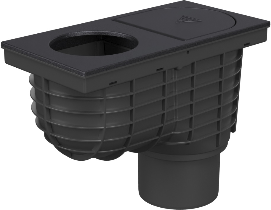 Bottom street drain, outlet D110, cast iron surface, for the inlet D100