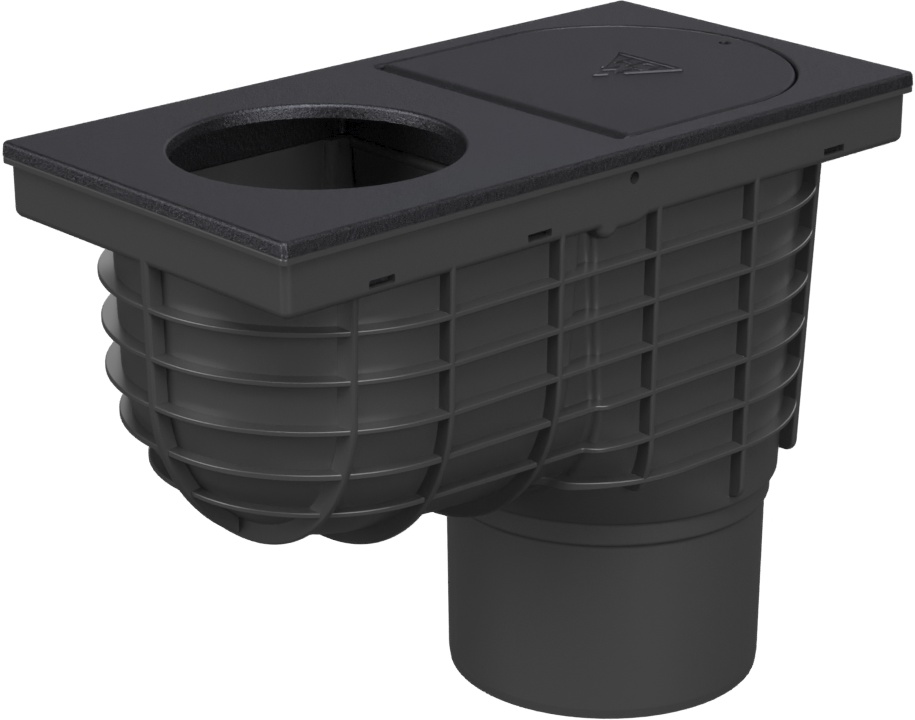 Bottom street drain, outlet D125, cast iron, for the inlet D100