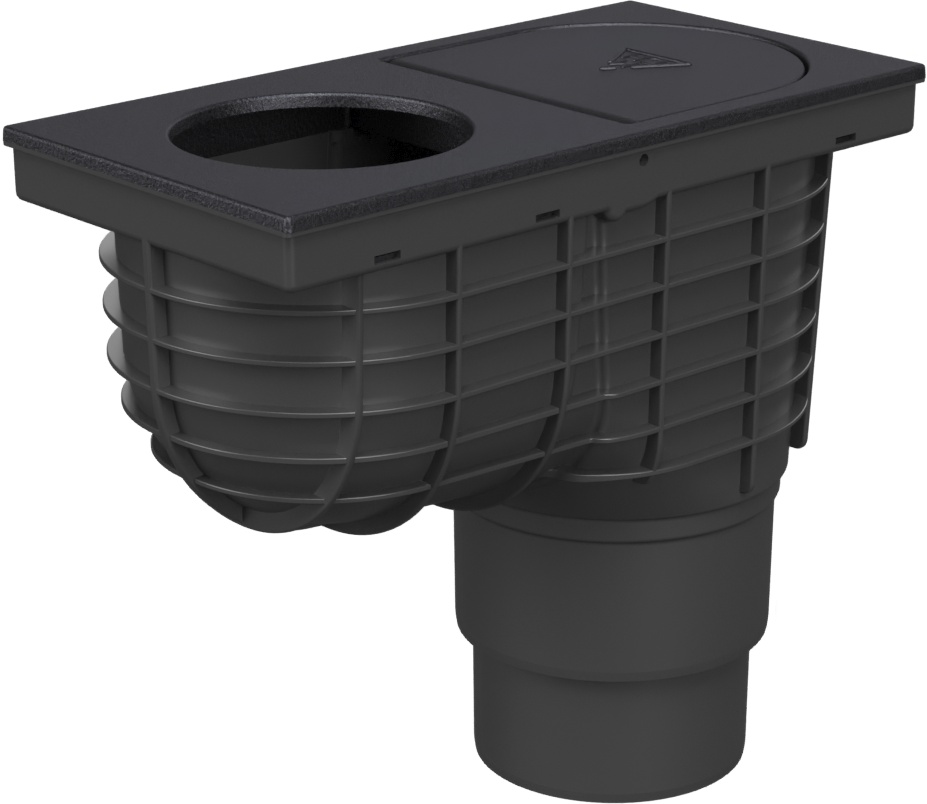 Bottom street drain, outlet D110/125, cast iron, for the inlet D100