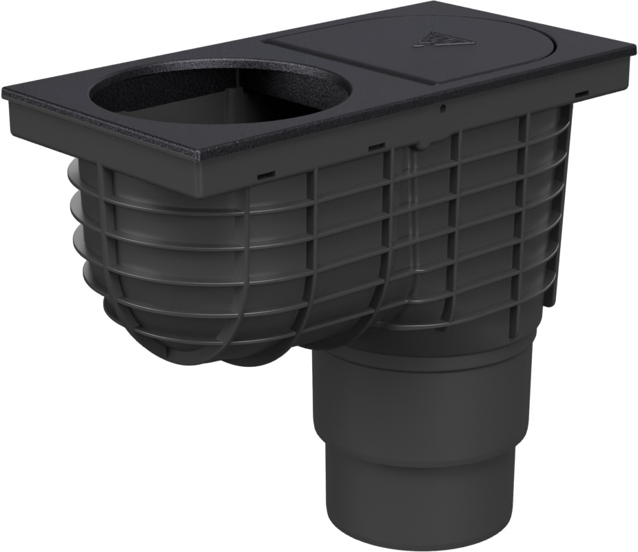 Bottom street drain, outlet D110/125, cast iron, for the inlet D125