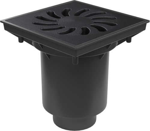 Bottom street drain, outlet D160/D110-250  dry flap, cast iron grid SUN