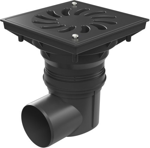 Side street drain, outlet D110-250 water flap, plastic grid SUN