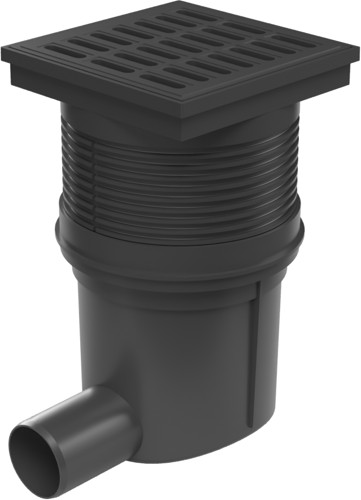 Side street drain, outlet D50, dry flap, plastic grid