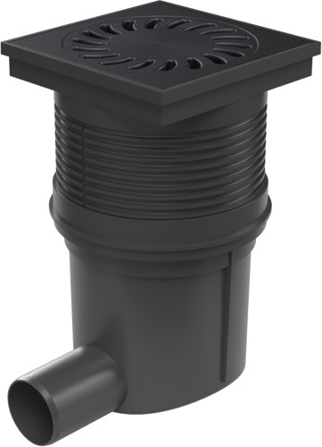 Side street drain, outlet D50, water flap, cast iron grid