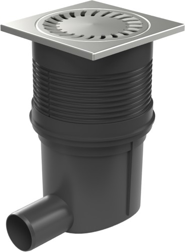 Side street drain, outlet D50, water flap, stainless steel grid