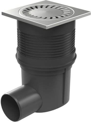 Side street drain, outlet D75, dry flap, stainless grid