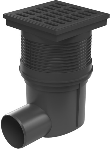 Side street drain, outlet D75, dry flap, plastic grid