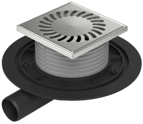 Floor drain with side outlet D40, stainless steel grid SUN