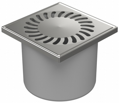 Floor drain with direct outlet D110, stainless steel grid SUN