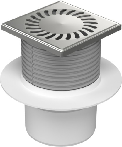 Floor drain with bottom outlet D110, collar, stainless steel grid SUN