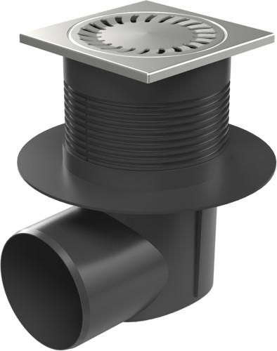 Side street drain, outlet D110, dry flap, collar, stainless grid