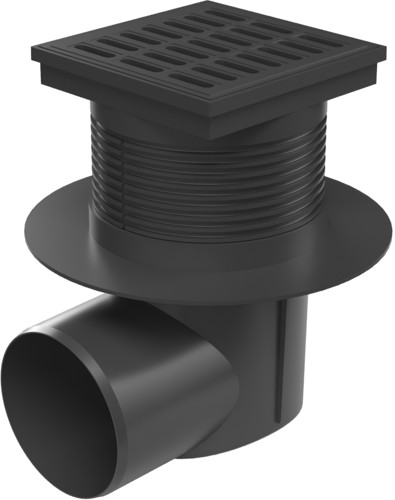Side street drain, outlet D110, dry flap, collar, plastic grid