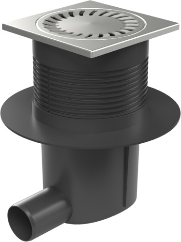 Side street drain, outlet D50, water flap, collar, stainless steel grid