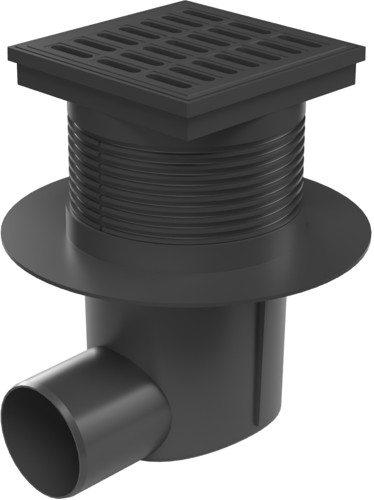 Side street drain, outlet D75, water flap, collar,plastic grig