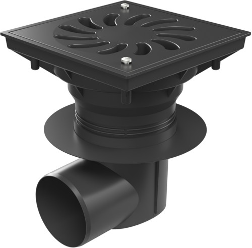 Side street drain, outlet D110-250 NEPTUNE, collar, plastic grid SUN, safety screws