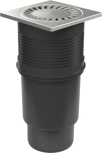 Bottom street drain, outlet D110, dry flap, stainless steel grid